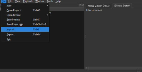 メニューバーの「File」から「Import」を選択