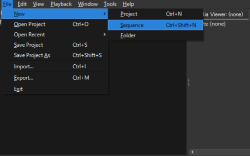 Sequenceをクリックしてシーケンスを作成